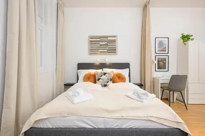 Ein Bett oder Betten in einem Zimmer der Unterkunft Quiet & Comfortable Studio Apartment in Vienna