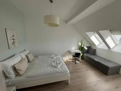 Ein Sitzbereich in der Unterkunft Luxus Ottakring