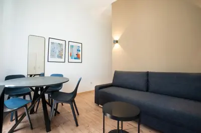 Ein Sitzbereich in der Unterkunft Modern 1-bedroom apartment next to Praterstern