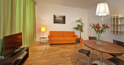 Ein Sitzbereich in der Unterkunft Schlossquadrat Apartment 17