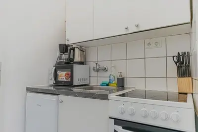 Küche/Küchenzeile in der Unterkunft Budget Friendly 1BR Apt, Near Westbahnhof Station