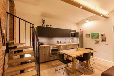 Küche/Küchenzeile in der Unterkunft Zentrales Industrial Street-Loft Wien