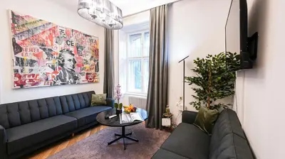 Ein Sitzbereich in der Unterkunft Three Bedroom Apartment - Vienna City Center