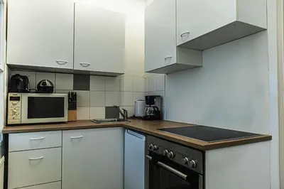Küche/Küchenzeile in der Unterkunft Pleasant 2BR Apartment Near U6 Station am Schöpfwerk