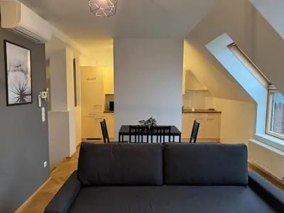 Küche/Küchenzeile in der Unterkunft 50qm, balcony, near center, Schönbrunn, attic