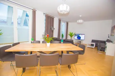 Ein Sitzbereich in der Unterkunft Vienna Hotspot