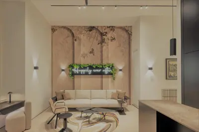 Ein Sitzbereich in der Unterkunft City Center Apartment Telegraph Vienna