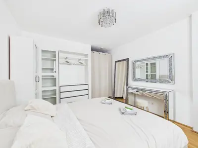 Ein Bett oder Betten in einem Zimmer der Unterkunft Terrace apartment near Donau