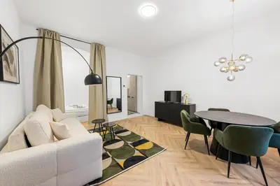Ein Sitzbereich in der Unterkunft Luxury Westbahnhof Suites Vienna by FLEXIFLATS