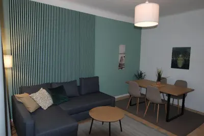 Ein Sitzbereich in der Unterkunft Green Urban Cozy Free Parking Nähe U Bahn