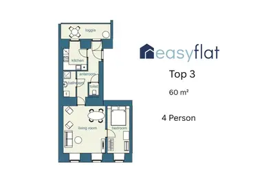Grundriss der Unterkunft easy-flat Danhausergasse - Central Apartments near Metro