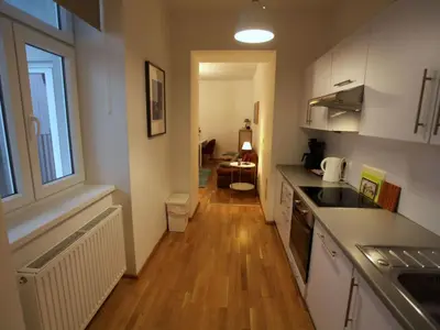 Küche/Küchenzeile in der Unterkunft Apartment Wohnen am Augarten by Interhome