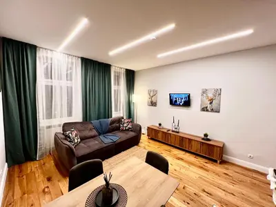 Ein Sitzbereich in der Unterkunft TheWICKI 1706 - Wunderschöne Apartments in Wien