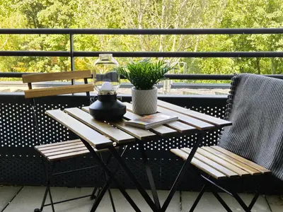 Ein Balkon oder eine Terrasse in der Unterkunft Parkapartments