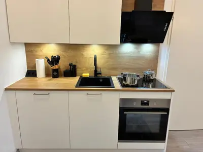 Küche/Küchenzeile in der Unterkunft Zentrales Messe-Apartment Stuwerstraße - Family & Business Ready