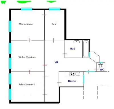 Grundriss der Unterkunft Apartment am Vogelweiplatz
