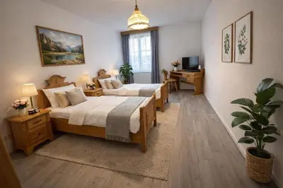 Ein Bett oder Betten in einem Zimmer der Unterkunft Pension Ursula