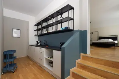 Küche/Küchenzeile in der Unterkunft Crown apartments! Urban Loft near Naschmarkt!