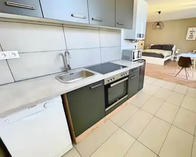 Küche/Küchenzeile in der Unterkunft Modern Apartment Perfect for Vienna Exploration