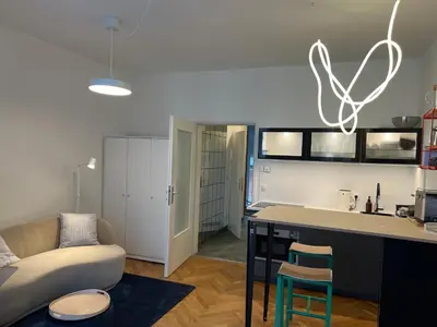Küche/Küchenzeile in der Unterkunft Schickes Apartment nähe AKH-MedUni - Währingerpark 24-7 check in
