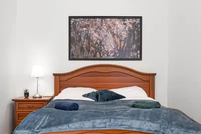 Ein Bett oder Betten in einem Zimmer der Unterkunft Sweet 1BR Apartment with Smart TV, WIFI, For Long Stay