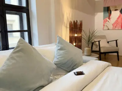 Ein Bett oder Betten in einem Zimmer der Unterkunft Vienna First District Rooftop Suite - Exclusive Living near Stephansdom