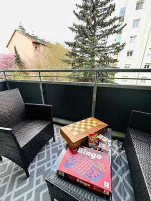Ein Balkon oder eine Terrasse in der Unterkunft Apartment near VIENNA Airport