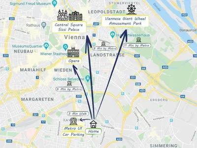Grundriss der Unterkunft 6 min walk to metro - 3 stops to city center