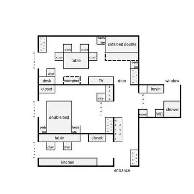 two rooms in walking center 4 plus 1 pax