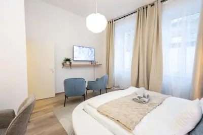 Ein Bett oder Betten in einem Zimmer der Unterkunft Brand new Family 2BR Apartment