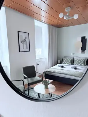 Ein Bett oder Betten in einem Zimmer der Unterkunft Modernes Doppelzimmer in Wien Donaustadt - MALA
