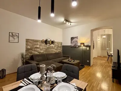 Ein Sitzbereich in der Unterkunft Elegantes CityApartment Vienna mit Wohlfühlfaktor