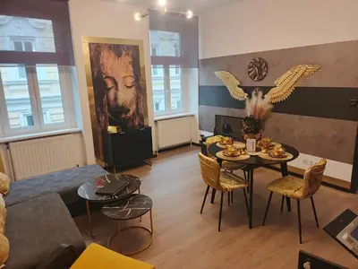 Ein Sitzbereich in der Unterkunft Apartments in Vienna near Schönbrunn & Westbahnhof - Keyless Check-In