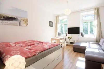 Ein Sitzbereich in der Unterkunft Vienna City Apartment Kempelengasse