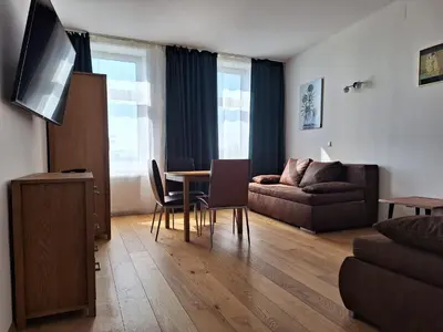 Ein Sitzbereich in der Unterkunft Hotel Klimt