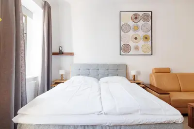 Ein Bett oder Betten in einem Zimmer der Unterkunft Vintagehome Naschmarkt
