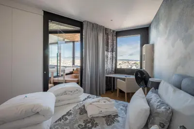 Ein Bett oder Betten in einem Zimmer der Unterkunft Skyflats Vienna - Rooftop Apartments