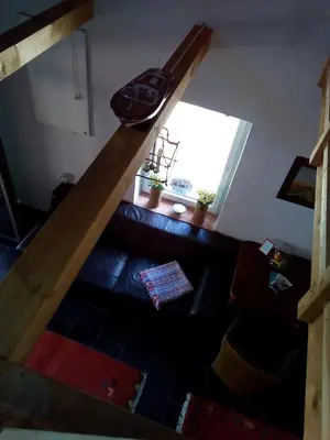 Ein Sitzbereich in der Unterkunft Bootshaus