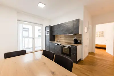 Küche/Küchenzeile in der Unterkunft Nadland Apartment Wehlistrasse