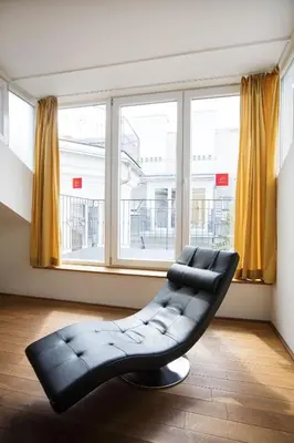 Ein Sitzbereich in der Unterkunft Apartment Nestroygasse