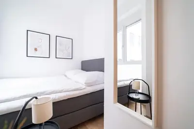 Ein Bett oder Betten in einem Zimmer der Unterkunft Beautiful apartment in Vienna's heart 1b