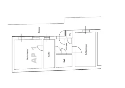 Grundriss der Unterkunft 70m² großes Apartment mit Gartenzugang