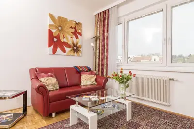 Ein Sitzbereich in der Unterkunft Appartements Ferchergasse