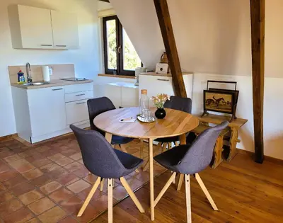 Küche/Küchenzeile in der Unterkunft Boutiquehotel Landhaus am Kurpark