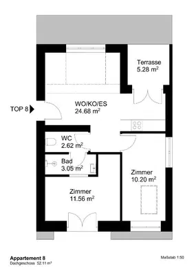 Grundriss der Unterkunft Triangle Apartments