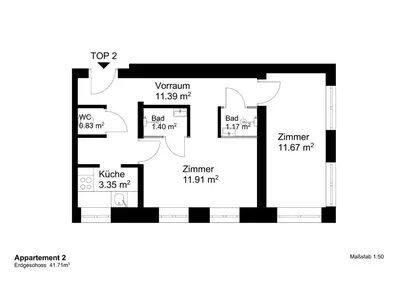 Grundriss der Unterkunft Triangle Apartments