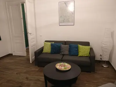 Ein Sitzbereich in der Unterkunft Prater & Center Apartment mit eigener Terrasse