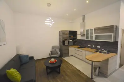 Küche/Küchenzeile in der Unterkunft Prater & Center Apartment mit eigener Terrasse