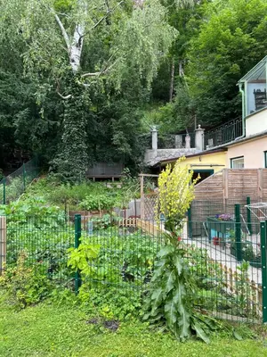 Ein Garten an der Unterkunft Schöne Wohnung im Helenental