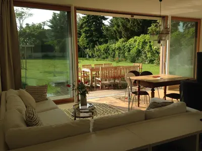 Ein Sitzbereich in der Unterkunft Bungalow Brigitte